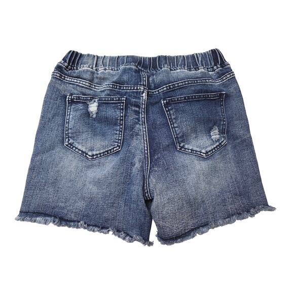 YMI Dream Small Stretch Easy Fit Distressed Denim Shorts Dark Blue - Picture 2 of 8